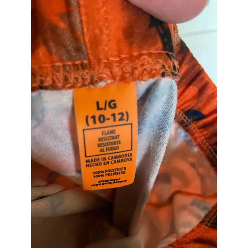 Happy Halloween Unisex Kids Pajama Pants L 10 12 Orange Skulls Tombstones‎ RIP